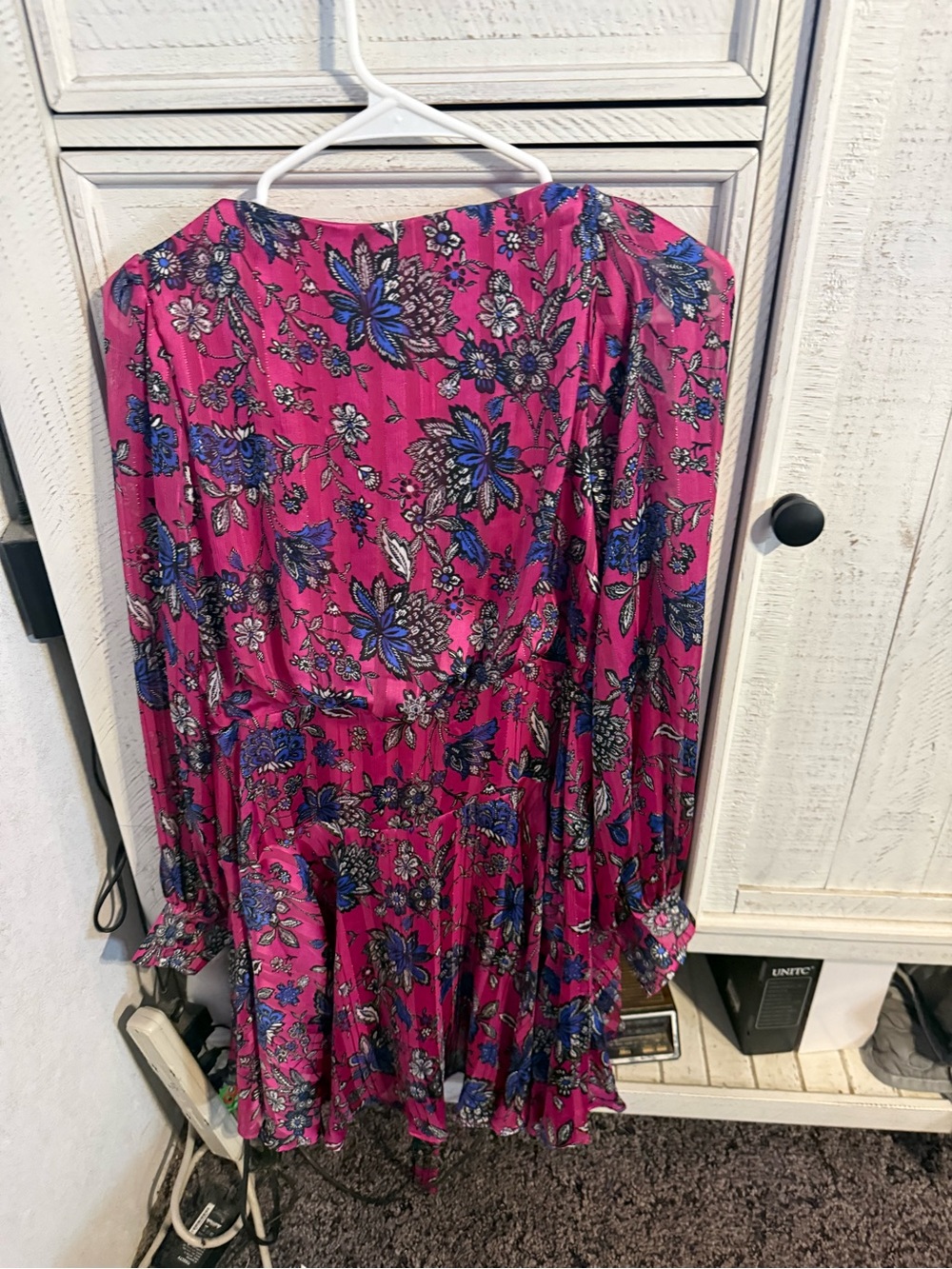 Floral Magenta Long-Sleeve Women’s Dress